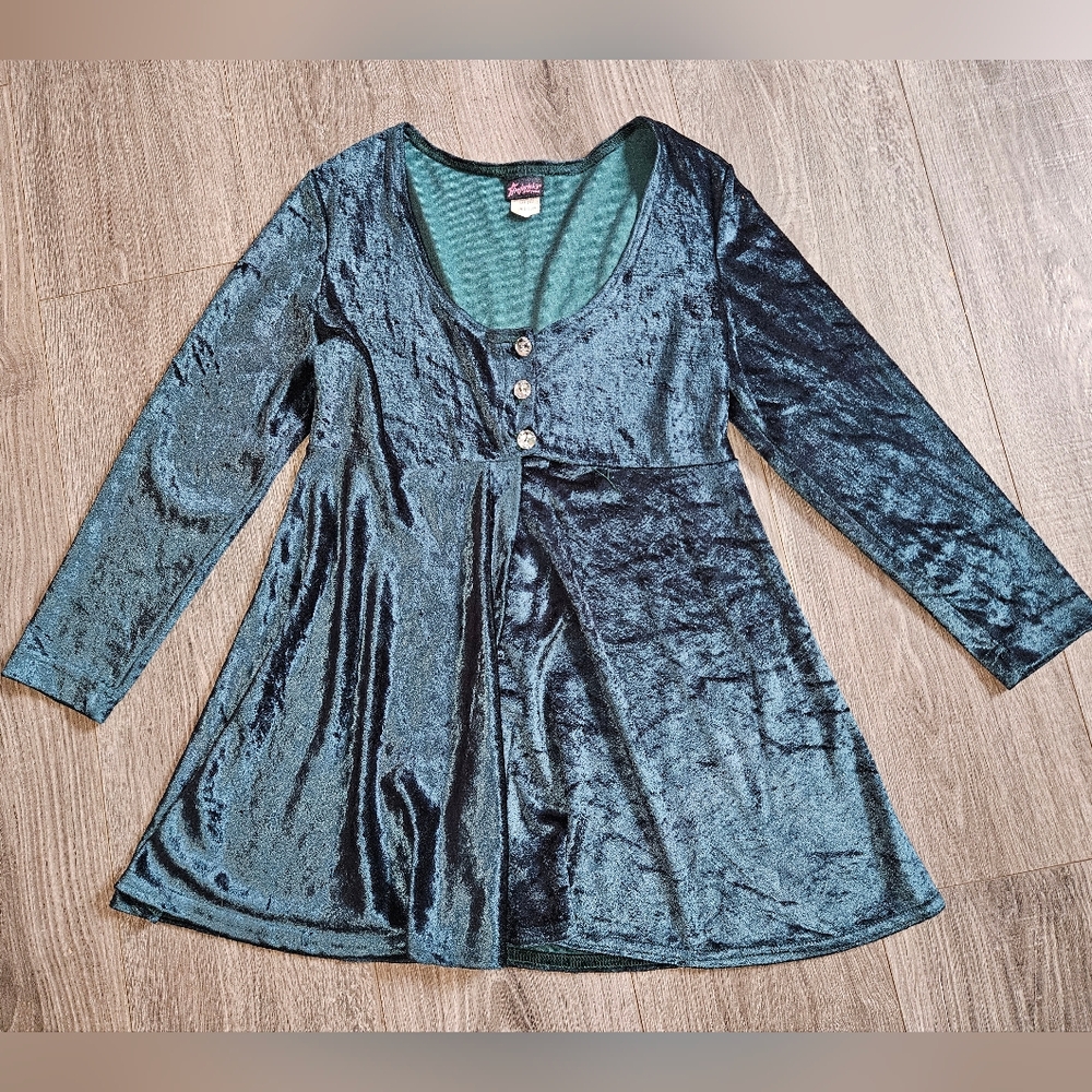 Fredericks Of Hollywood Sexy Green Velvet Tunic Top Medium